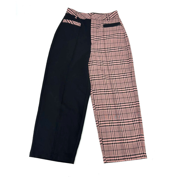 Disturbia Pants - Disturbia plaid color block pink black pants size 2 Dolls kill goth emo grunge